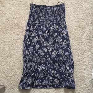 Navy floral tube dress